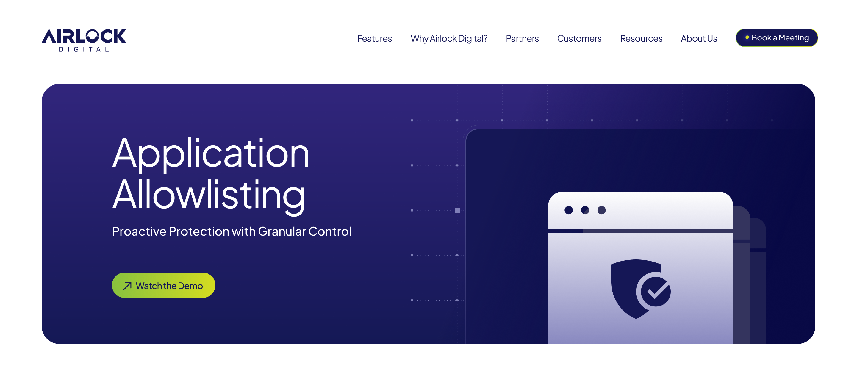 Allowlisting page hero — Application Allowlisting